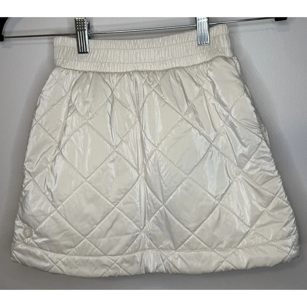 Athleta Girl White Quilted Toasty Buns Sherpa Lined Snowbound Small Sz 7 - Picture 3 of 10
